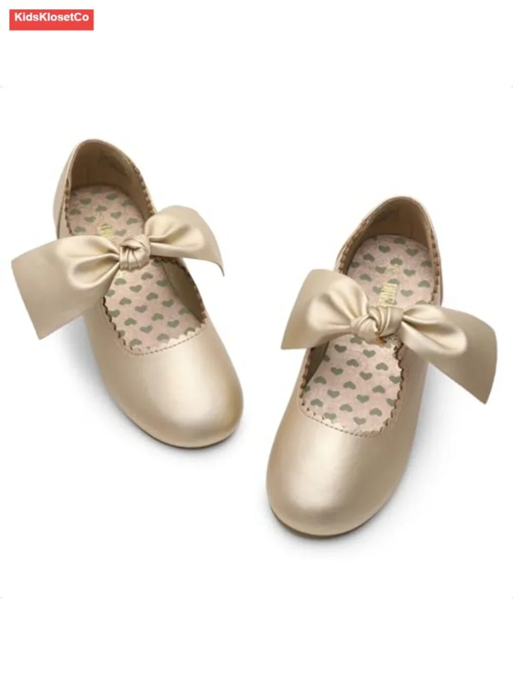 Girls Mary Jane Flat Ballerina Shoes with Bow and Elastic Strap